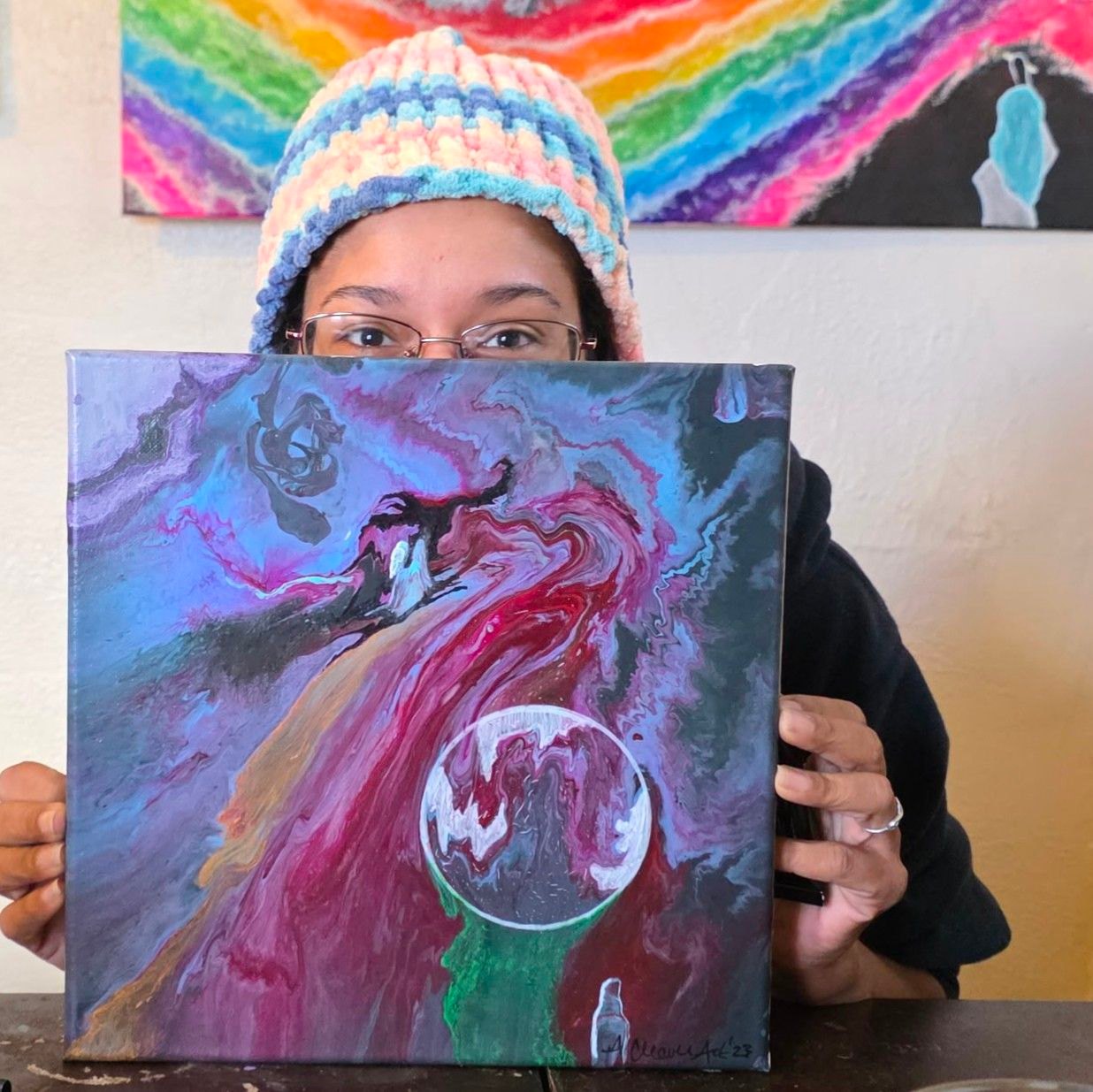 Alana Cleaver is a multidisciplinary artist, storyteller, and creative community builder whose work lives at the intersection of soul, color, and connection. Through ACleaver.Art, she blends fine art, illustration, and imaginative world-building with a mission to make creativity accessible, meaningful, and community-driven.

Her art practice spans original paintings, creative crafting events, collectible series, and expressive line work — all rooted in themes of identity, transformation, and emotional storytelling. Beyond the canvas, Alana nurtures creative spaces that invite others to join her in creating something beautiful.