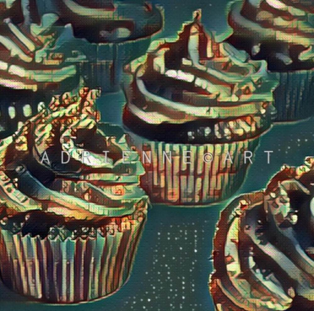 ADRIENNE ART "Chocolate & 24 Karat Gold Delights" AdrienneCupcakes Collection :: Adrienne G :: Boston Massachusetts USA :: copyright 2024 all rights reserved :: Limited Edition Prints - Signed and Numbered