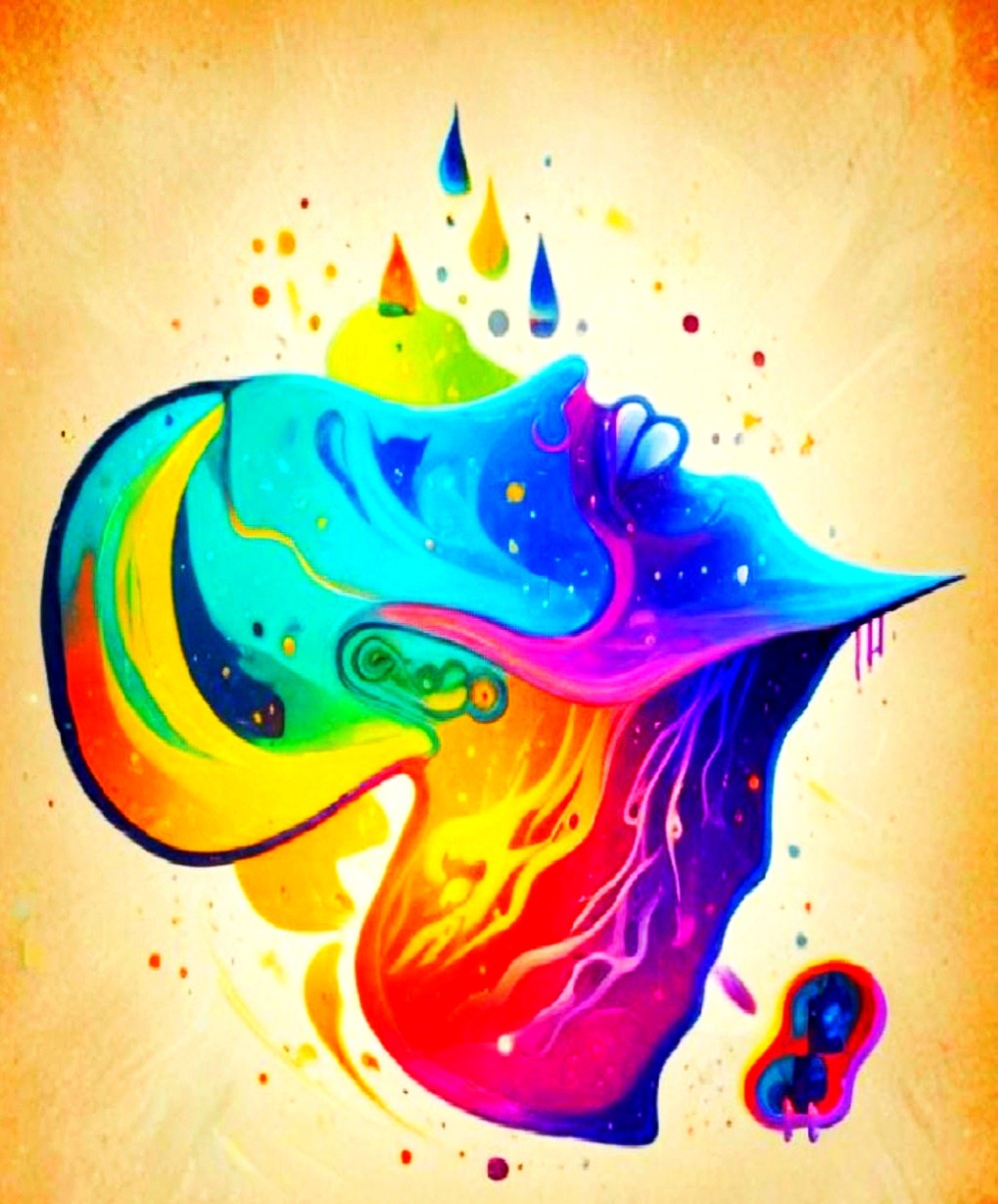 The image depicts a colorful artistic illustration in the shape of the map of Africa. The contours of Africa are clearly visible, but instead of a simple geographical drawing, the inside of the map is filled with an abstract and vibrant composition.