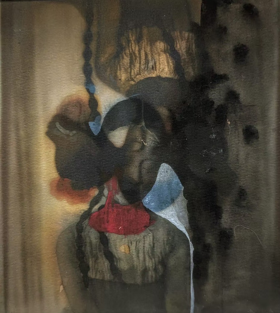 Size: 20 x 20 cm
Medium: Watercolor on Paper

"Silent Reverie" captures the beauty of introspection, presenting a figure wrapped in shades of muted darkness. The watercolor technique blends soft and strong contrasts, revealing a figure caught in a moment of solitude and emotional depth. The abstract qualities of the piece suggest both vulnerability and strength, emphasizing the hidden layers of human experience that are often left unspoken.

The subject's posture, shrouded in flowing lines and gentle transitions, embodies a quiet, reflective state. The intense, dark tones set against subtle hints of light draw attention to the complex emotions at play, inviting the viewer to explore the depth of introspection and inner turmoil that lie beneath the surface.

In this piece, the artist weaves together a narrative of the fragility of the human spirit, echoing themes of personal transformation and resilience. The red accents symbolize moments of intensity and passion