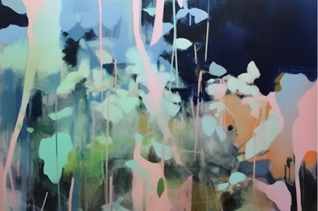 Medium: Oil on Canvas
Size: 180x120 cm

The "Floral Horizons" piece from the Landscapes series reflects the fluidity and dynamic nature of the world around us. The blend of soft blues, pinks, and greens conjures the sensation of a gentle, ever-changing sea breeze or the serene landscape after a rainfall. The bold yet delicate brushstrokes mirror the movement of flowers swaying in the wind, while the color palette evokes both calmness and vitality. This artwork celebrates nature's resilience, the beauty of transformation, and the delicate harmony found in the abstract details of a landscape. The choice of light and dark contrasts heightens the feeling of tranquility amidst the untamed, evoking the ebb and flow of nature’s forces.