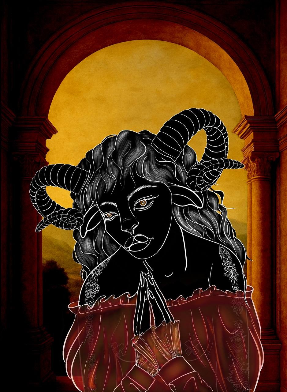 Between sanctity and temptation,
a prayer of the one who no longer chooses —
she has become both God and sin.