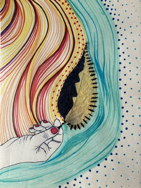 - Elm Leaf, Thread and Marker
- 11x8 in
- 2024
.
.
.
It was a day with light and wind
I remember your touch on my skin