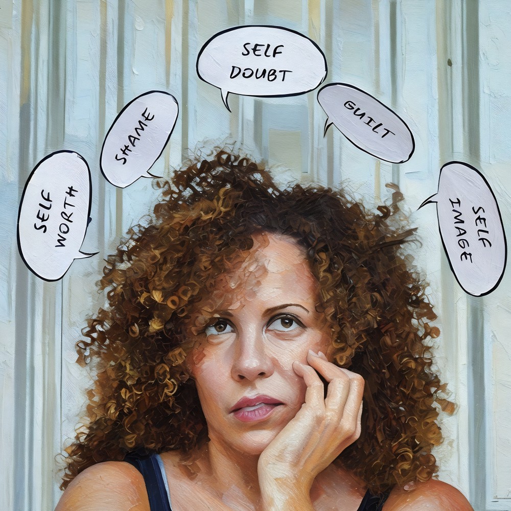 In "Inner Dialogue" I sought to convey the internal struggle we often face as a battle within. I intentionally wanted to appear haggard in this piece. Our own limiting beliefs about ourselves, lack of self-love, and self-acceptance takes a toll on our emotional state an overall well-being. We have to get out of our heads and out of our own way to become who we are truly meant to be. It all starts within and taking measures to re-program those self-limiting beliefs. Healing requires assessing and changing your "Inner Dialogue".