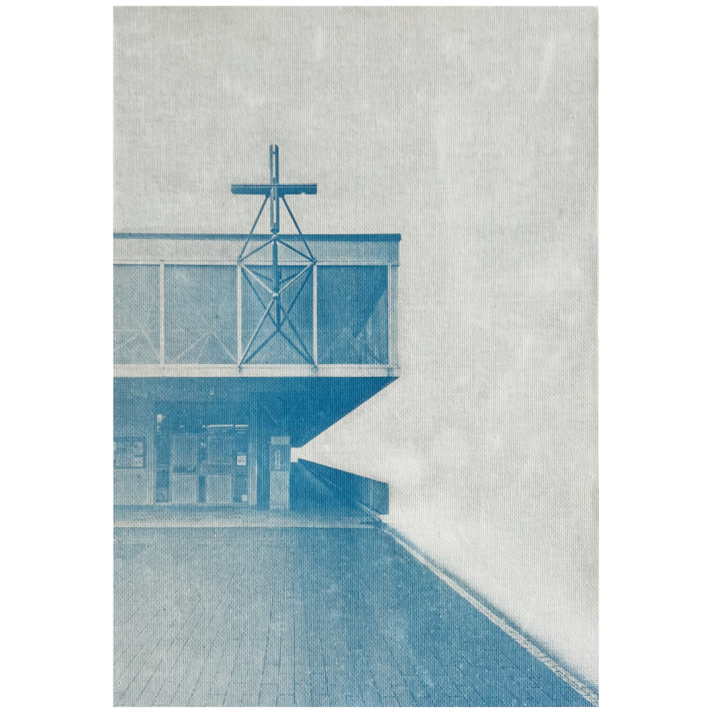 29 x 20 cm Cyanotype on canvas, masonite board, rear wooden frame 2025