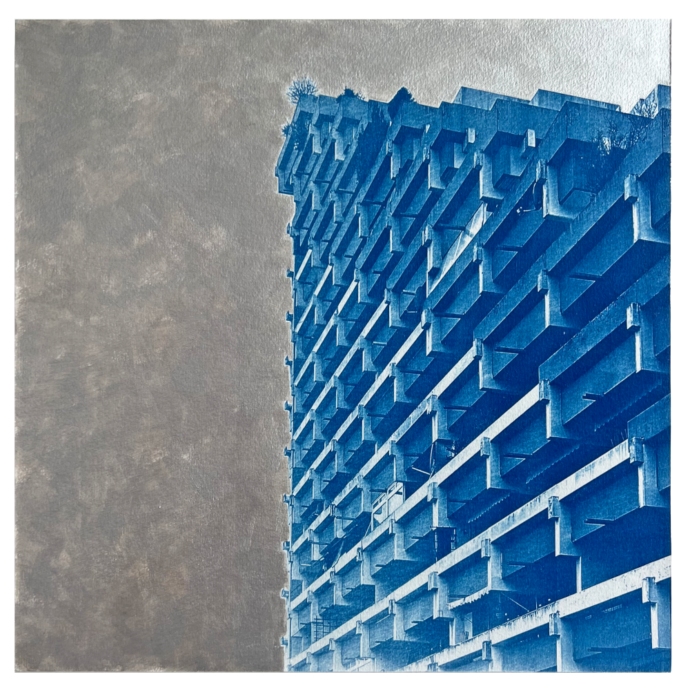 30 x 30 cm
Cyanotype on watercolor paper, acrylic paints, rear wooden frame 2026