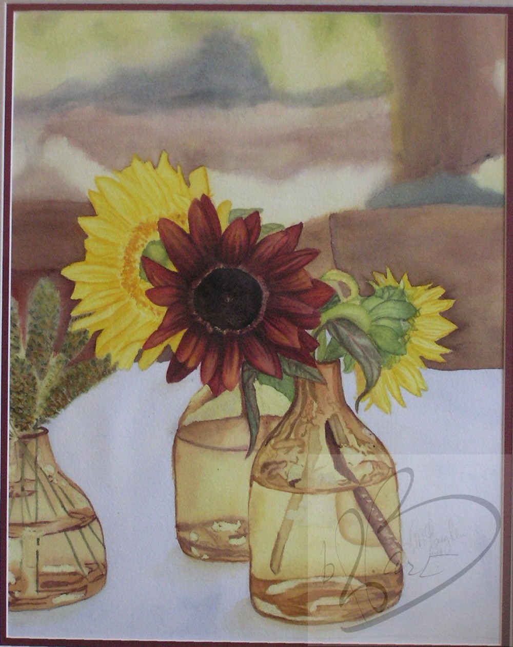 “Sunflower Picnic” is 11” x 14" watercolor, 140lb cold pressed cotton paper.  Flowers of happiness, loyalty and longevity in a mini size .. perfect for a picnic with friends… the essence of a joyful life.