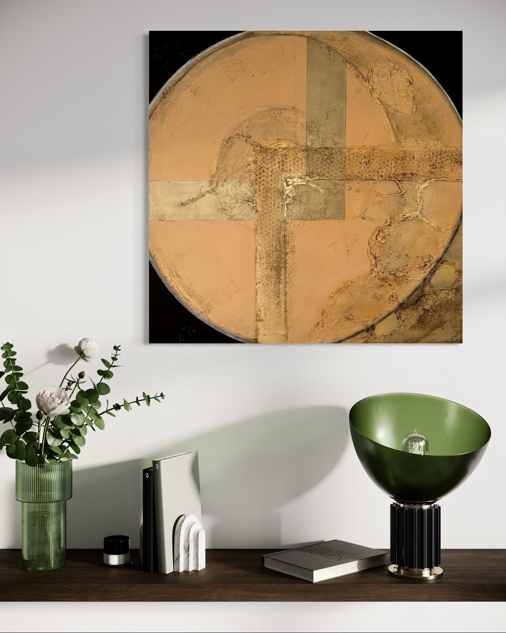 Dieses faszinierendes Acrylbild in Mischtechnik verbindet warme und kühle Naturtöne zu einer harmonischen, lichtvollen Atmosphäre. Zarte Strukturen und weiche Übergänge erinnern an das Zusammenspiel von Sonne und Mond und verleihen dem Werk Tiefe. Im Format 90 × 90 cm wirkt dieses Unikat ruhig, modern und elegant – ein zeitloser Blickfang für jeden Raum. _________________________________________________________________________ Preis-Information: Das Kunstwerk ist für CHF 1’980.– erhältlich (Preis gültig bei Abholung vor Ort). Bitte beachten Sie, dass Verpackungs- und Transportkosten je nach Bedarf zusätzlich berechnet werden. Wenn Sie dieses Kunstwerk erwerben möchten, senden Sie mir einfach eine E‑Mail mit Ihrem Kaufwunsch an: 👉 cecile.art@gmx.de Im Anschluss erhalten Sie eine Rechnung mit Einzahlungsschein bequem per E‑Mail. Die Abholung ist nach Zahlungseingang möglich und wird individuell mit Ihnen vereinbart.