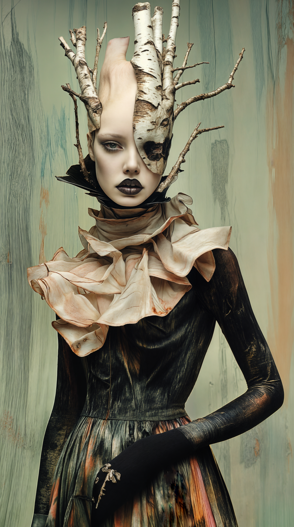 A soul sheds its layers like sacred birch bark. Ethereal transformation as human essence merges with forest wisdom.

Selected for the Women In Technology Museum 2025 
Available to mint on Zora.co