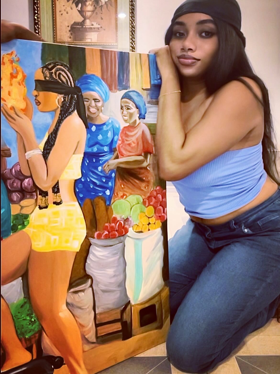 I am a Ghanaian artist and my art is rooted in the belief that what we see has the power to move us and that colors, faces, and scenes can speak louder than words. I paint and capture moments because I believe moments are all we have and im always been fascinated by how the mind reacts to visuals, and how a single image can hold an entire story. From childhood, creating art has been more than a passion; it’s been a way of translating what the mind
feels into something others can see and connect with I work with mostly acrylic bright colors and glow paints to bring my subjects to life. My art tells stories, sometimes mine,
sometimes yours and all bound by the shared human experience that connects us