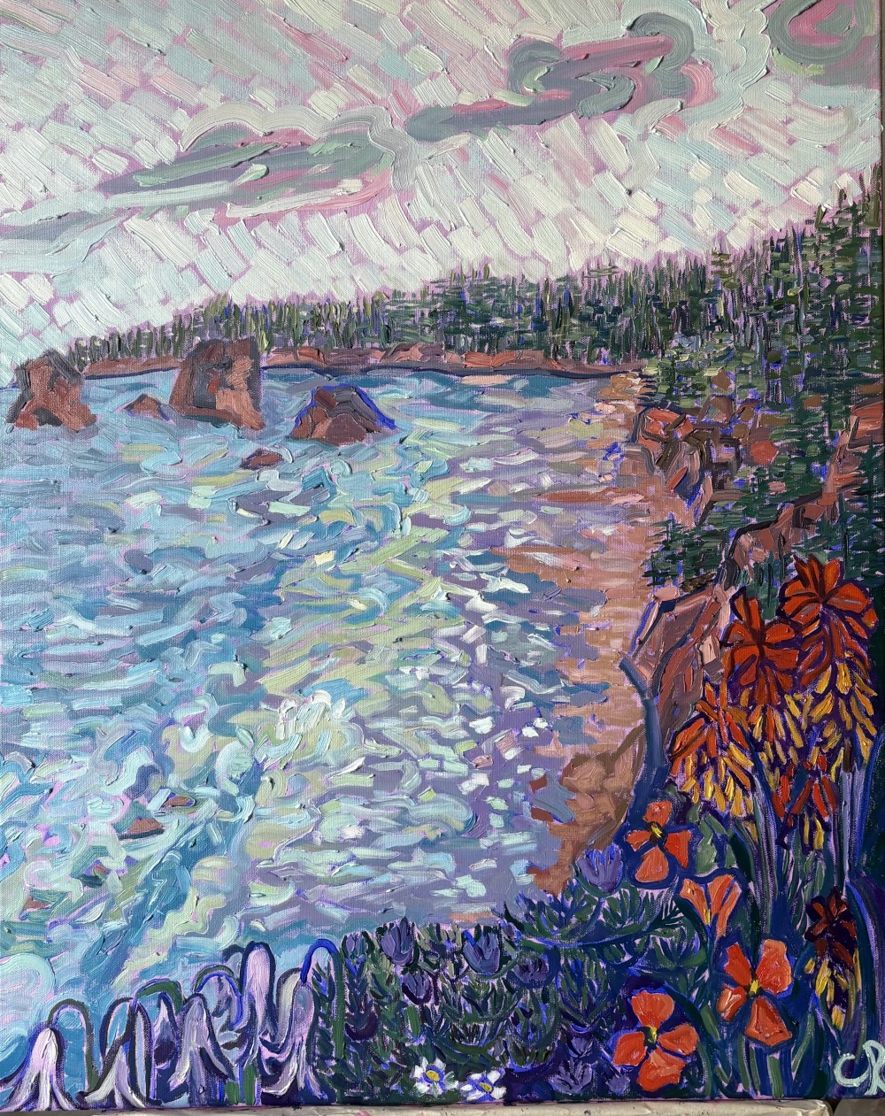 24x30 Oil of canvas of a Pacific Northwest coastal cove. 2026 (Original available)