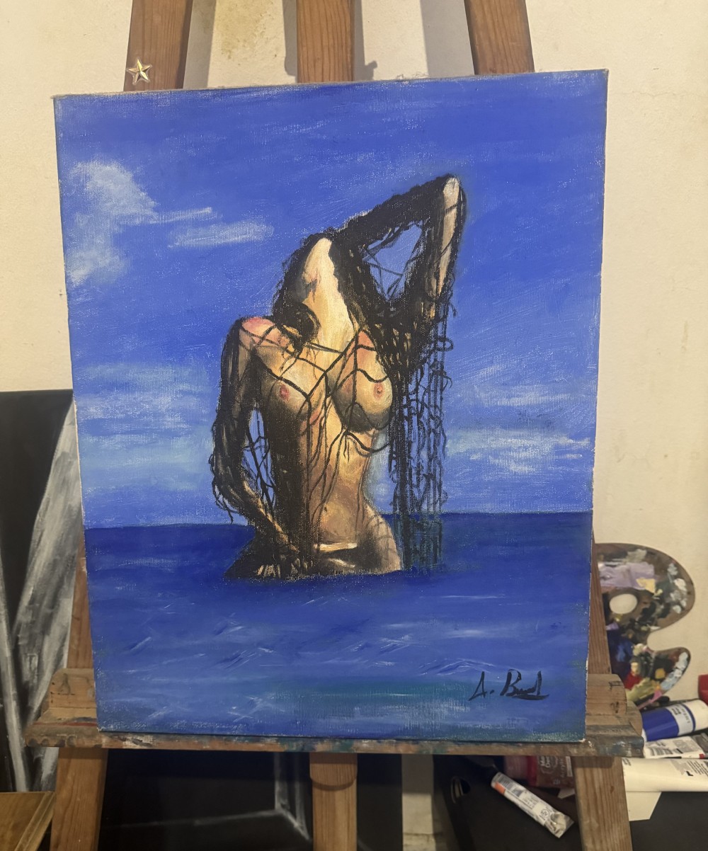 Woman In the nets 
Acrylic on canvas