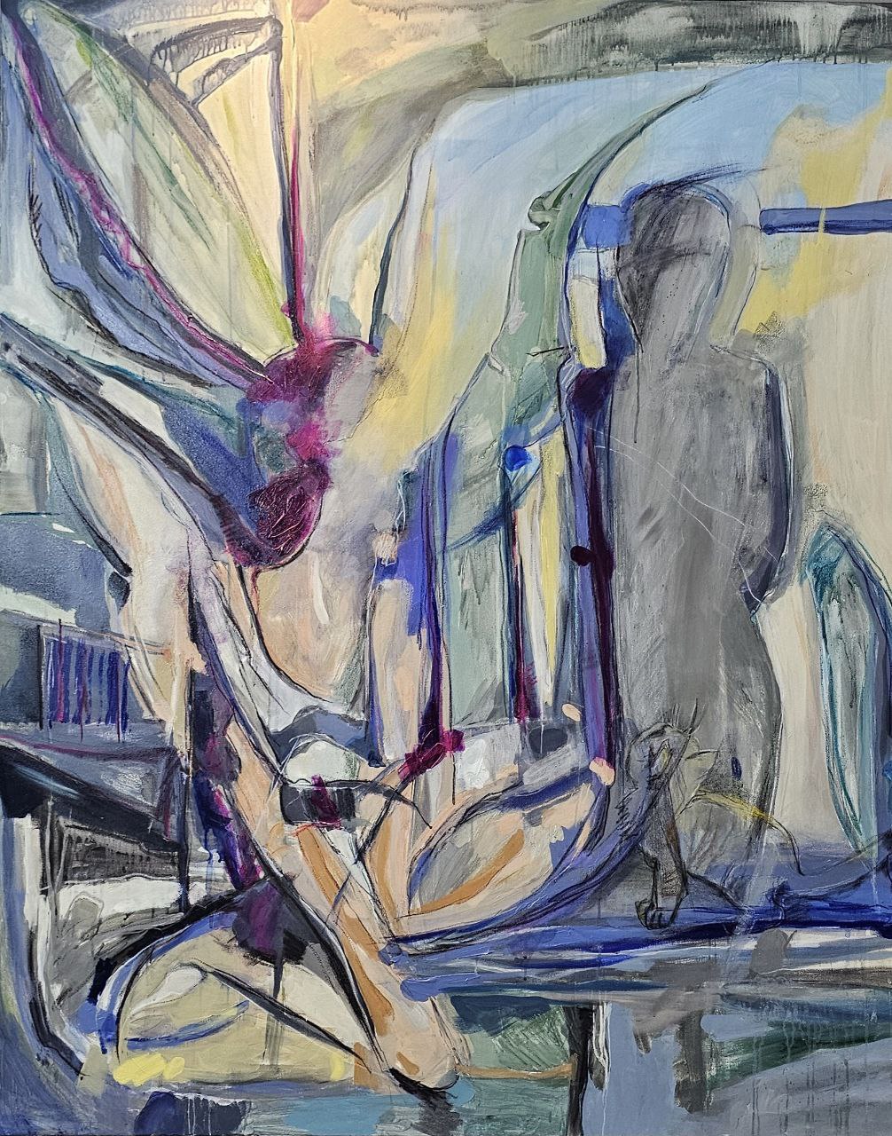 "My art focuses on stylized figurative painting, mainly depicting solitary women alongside symbolic elements such as a cat. I explore emotions and inner narratives through expressive forms and color composition."