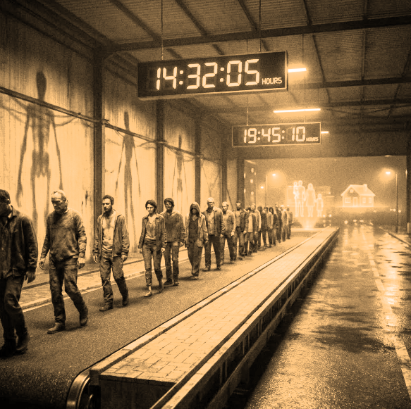 The unceasing work culture with no support or safety net, highlighting exhaustion and sacrifice.