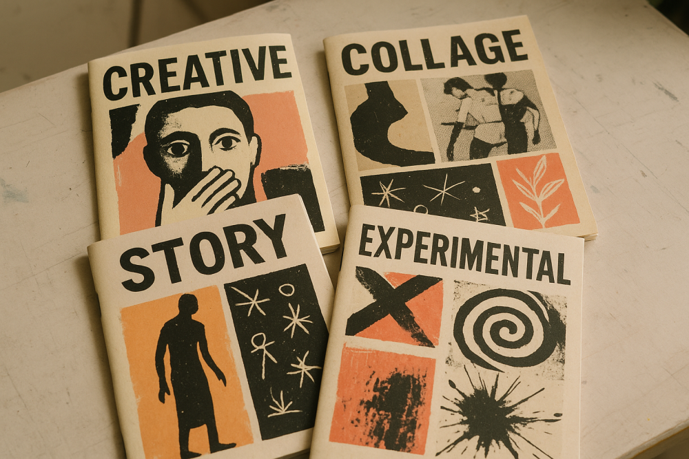 Limited-run art zines and experimental print projects — personal stories, visual narratives, and collaborations in pocket-sized form