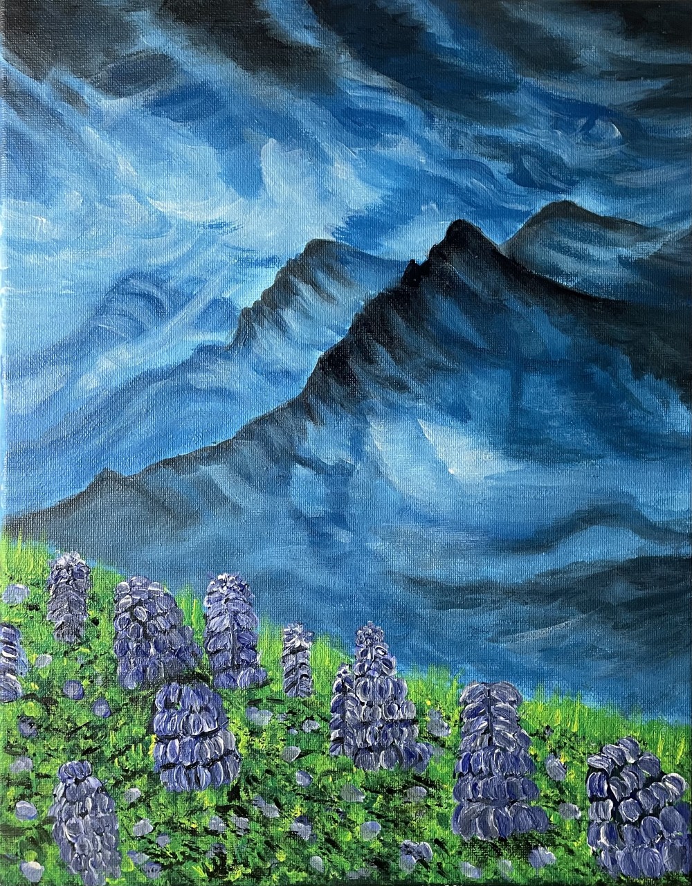 Acrylic paint at 35cm (h) x 28cm (w).