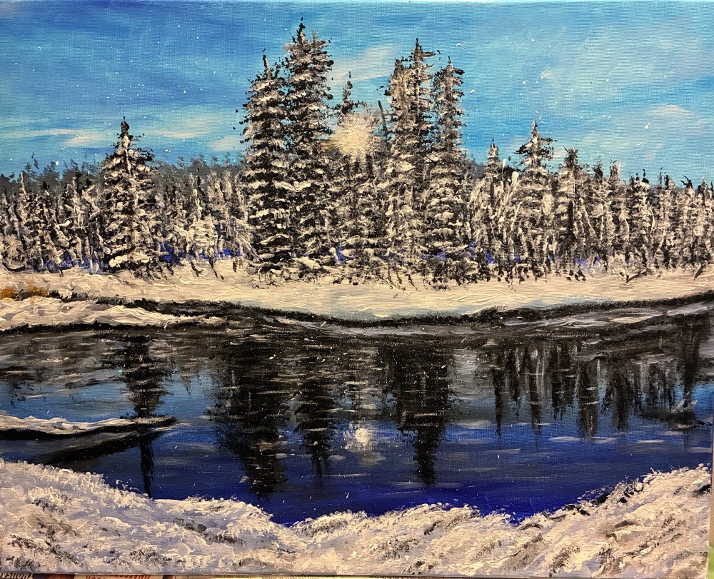 This acrylic painting is at the size of 40cm x 50cm.