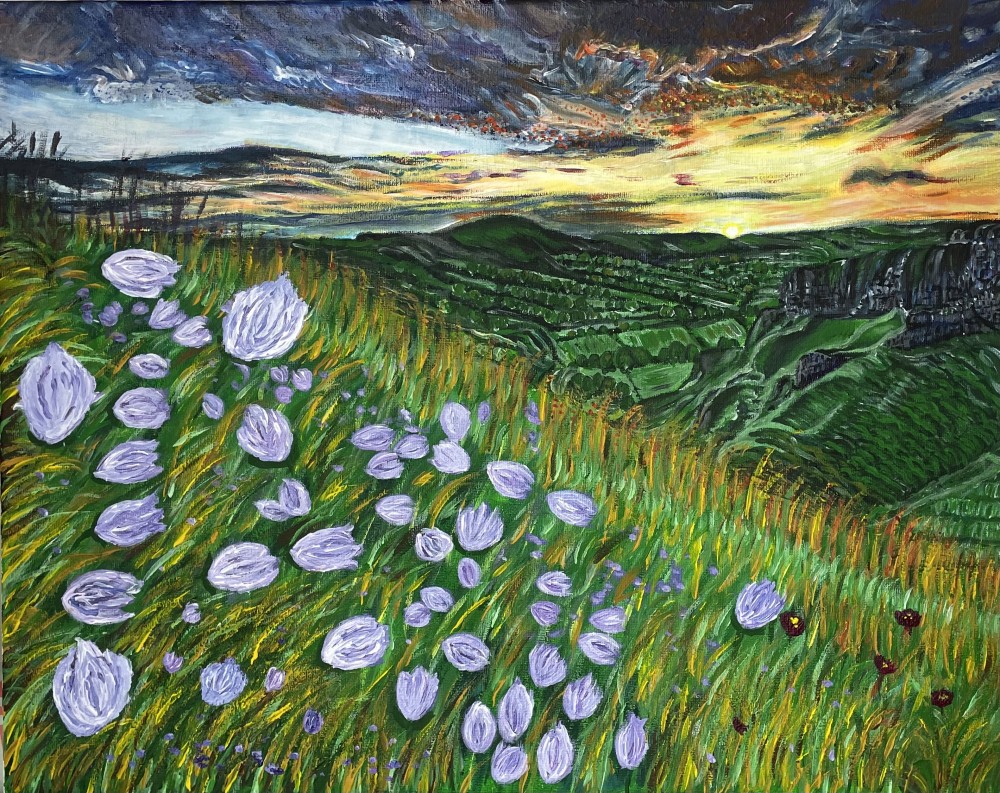 Acrylic paint at 50cm (w) x 40cm (h).