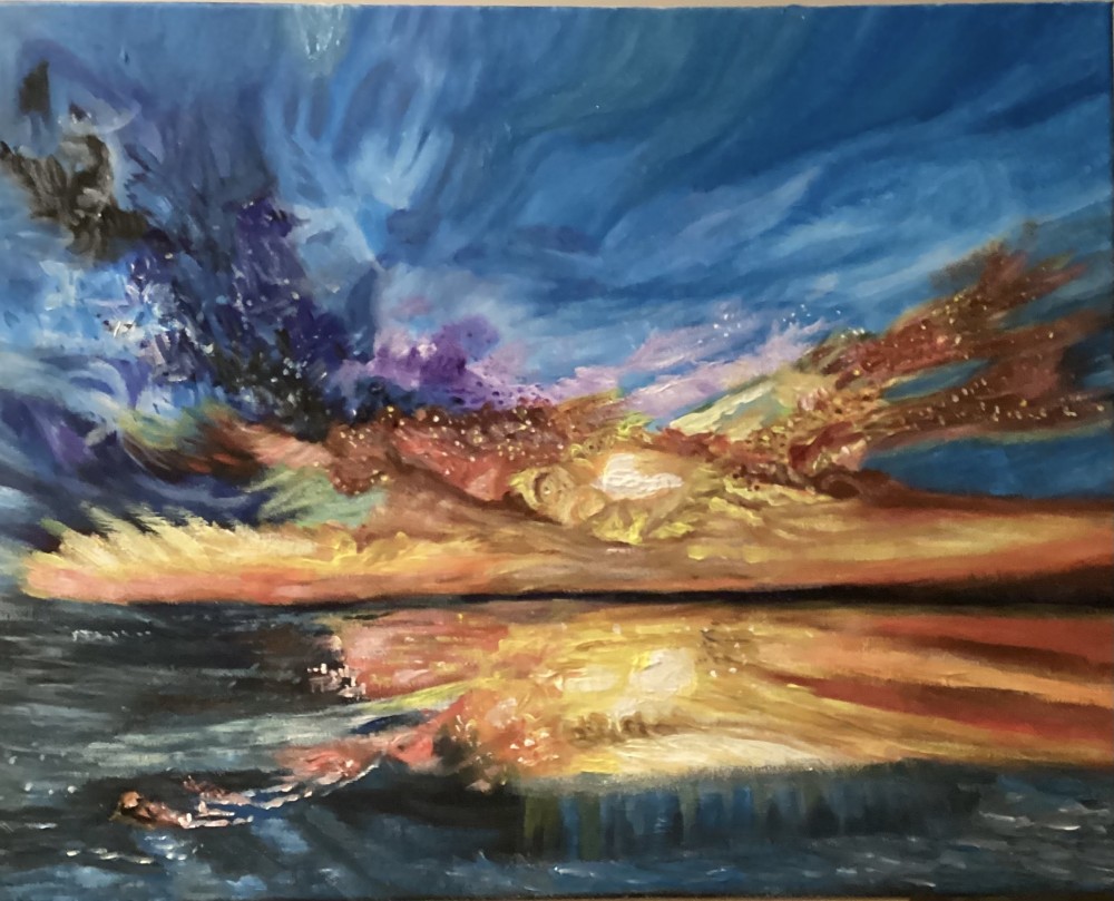 Acrylic paint at 50cm (w) x 40cm (h).