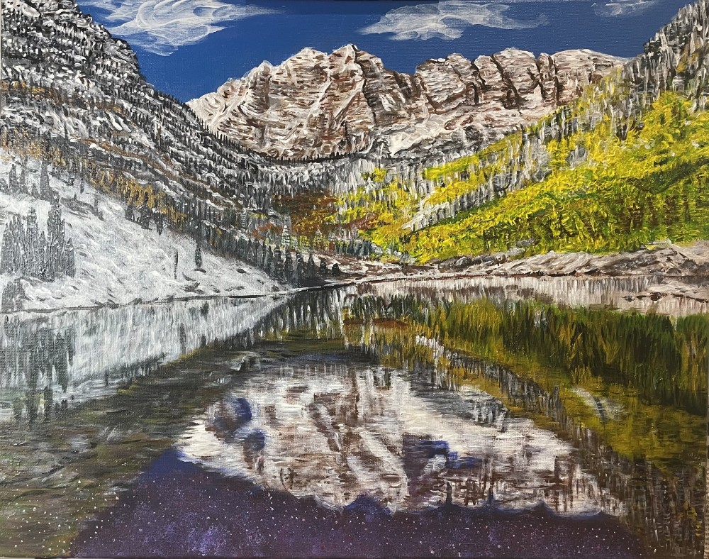 Acrylic paint at 50cm (w) x 40cm (h).