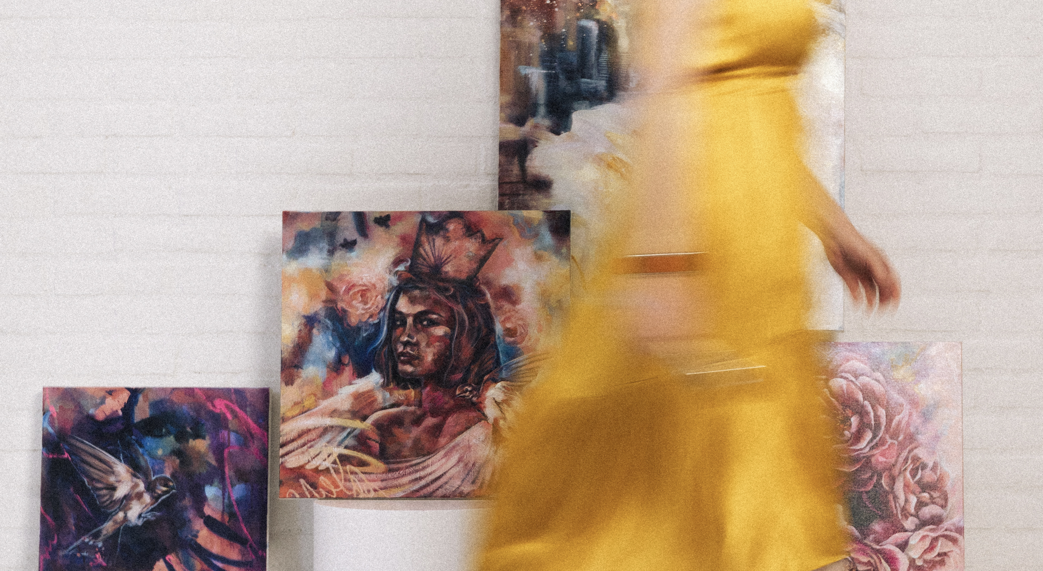 Despite being colorblind from birth, Jodi has learned to use this, not as a limitation, but as one of her creative superpowers—painting in unique color stories that reflect the colors she can see in reality and in her heart. Her work invites the viewer into their own hero’s journey of being an overcomer—someone pursuing truth and hope in the midst of challenges. Her paintings are multi-layered with explorations in intuitive play, mark-making, texture, transparency, pattern, and light. Though each piece appears powerful from a distance, up close the hidden bits are what unveil the true story of each piece. Jodi is passionate about exploring inevitable transformation in her work, especially through the symbols, subject matter, and the themes she chooses with each piece. She works to express and highlight the paradox of finding one’s true identity in the face of uncertainty—specifically, in the life of individual pursuit, neurodiversity, mental health and spirituality.