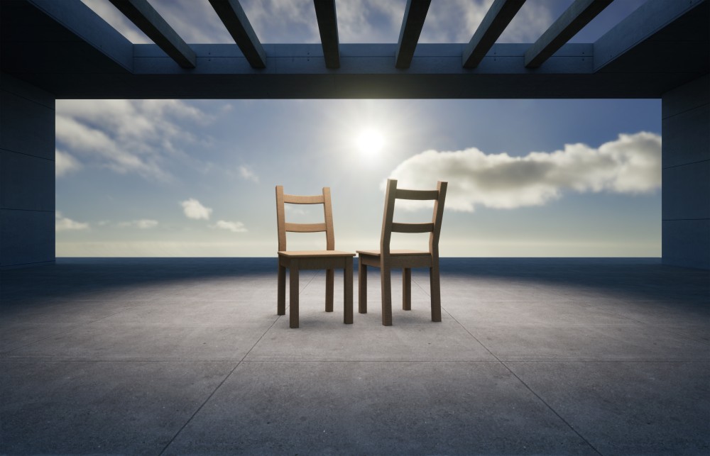 In my work "Attraction", I explore the invisible tension that exists between human beings, that magnetism that subtly and inevitably pulls us together. The arrangement of the chairs in this piece is key: they are neither aligned nor completely facing each other, but placed at angles that suggest movement, as if they are in the process of approaching one another without ever touching. Each chair seems to float in its own space, but the void between them is charged with a palpable energy.

Light plays a crucial role in this work. I use soft, controlled lighting, with long shadows extending from the chairs towards the center of the composition, symbolizing that invisible but undeniable attraction. The colors, dominated by soft grays with touches of warm light, reinforce the atmosphere of expectation and desire. Each chair is bathed in light that highlights it individually, yet also suggests a connection with the others, creating a visual dialogue between distance and closeness.