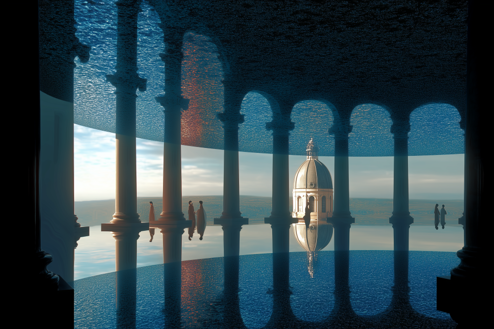 A spiral void opens within perfect symmetry — a descent into the architecture of perception.
