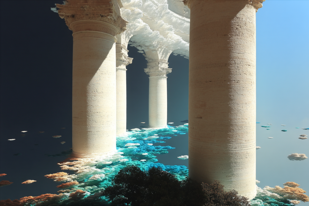 Architecture dissolves into atmosphere — the sacred geometry of clouds and light.
