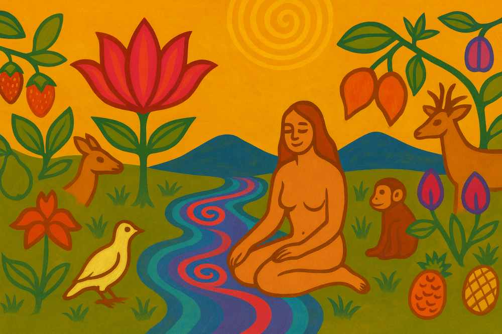 Title: "Libre Armonía"
Artist: Jose Daniel Soto
Year: 2025

"Libre Armonía" forms part of a collection of digital artworks and paintings that I started creating in 2025. The collection has 12 original pieces that I am selling printed, signed and with an NFT per piece,

The name of the collection is "Myths, Fantasies and Nature" and I will be showing you more about it within the next days.

"The series of images we have created is more than an aesthetic experiment. It is the birth of a visual language: the folk psychedelic utopia. Rooted in myths, expanded through fantasy, and grounded in nature, this style translates symbols into color and composition with deliberate simplicity. Every sun spiral, every glowing fruit, every animal placed in balance becomes part of a living grammar."