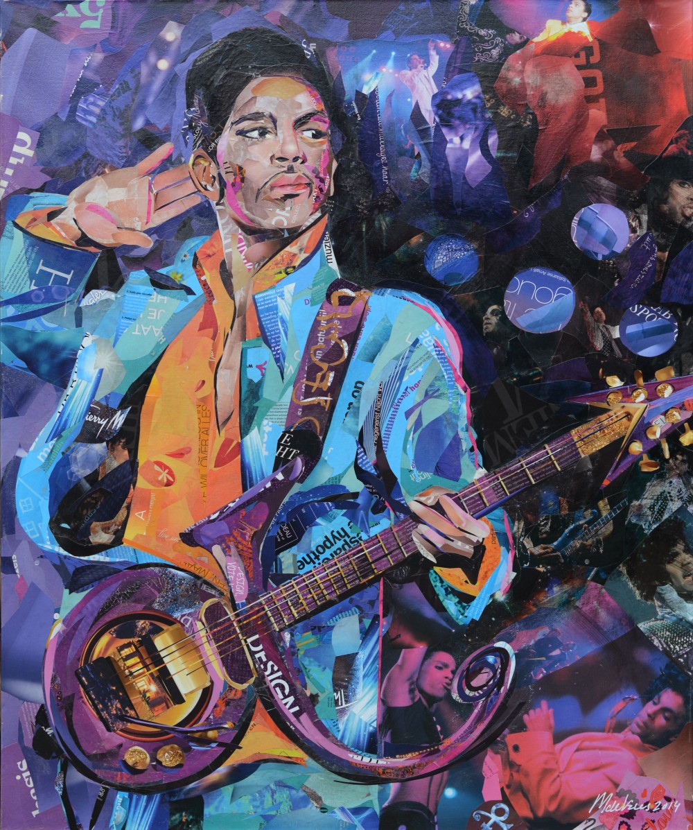 Mixed media pop portrait made out of second hand books and calendars of Prince.

100 x 120 x 4 cm | original | Paper and acrylic on canvas, UV protective varnish.

Price by request