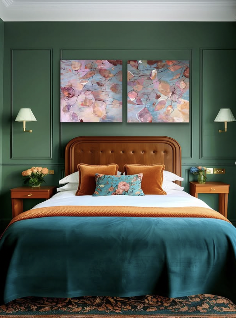Helping clients find their favorite pieces in their favorite place -their bedroom. Beautiful @RileyFlan art.