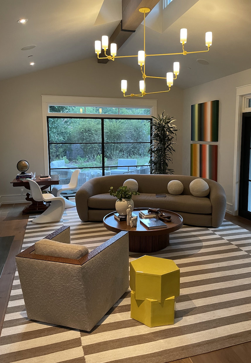 These stacked @Patrick-Dintino oil on canvas pieces are on their 3rd home. They have been side by side, on different walls and now stacked in this fun living room.