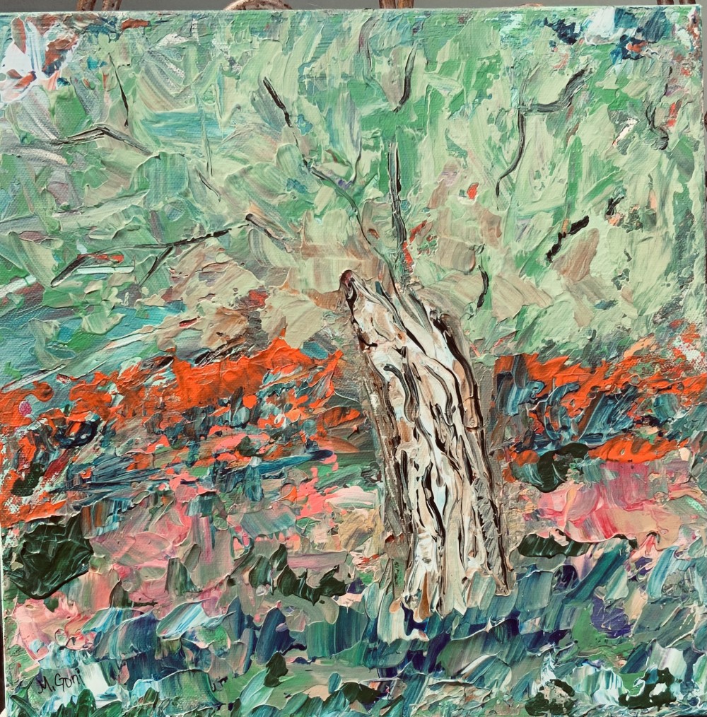 Guardian of Protection and Transcendence 
Acrylic on canvas 
14 x 14 x 1.5 
$250