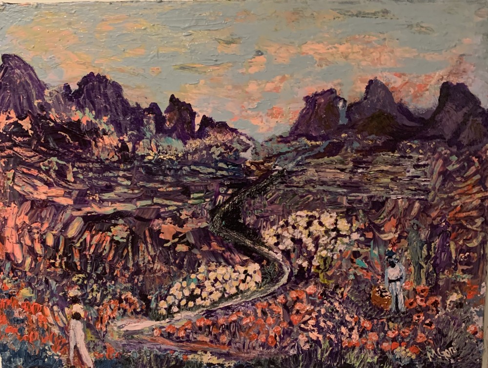 A celebration of wild hearts, open skies and blooming spirits 24 x 18 x .5 $1200