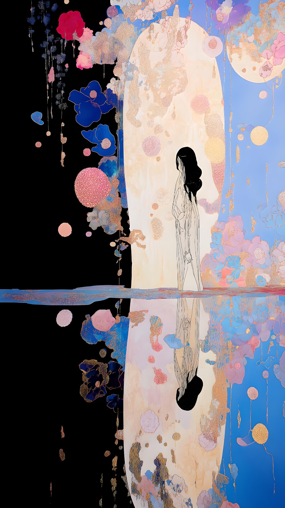 Official selection for Nostalgia by 34 Gallery.

A solitary figure stands before an illuminated threshold, balanced between shadow and color. Her reflection hints at the quiet duality within us all, the person we once were and the one shaped by time’s tenderness.

This piece explores the gentle act of approaching memory without letting it define what comes next, a moment when the past softens and the future quietly opens.