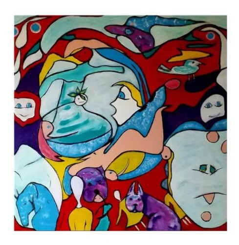 Acrylic on canvas measuring 61 x 61 cm.