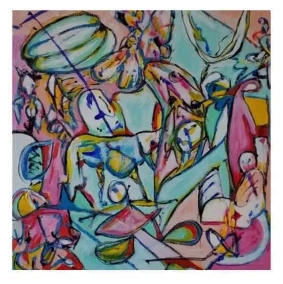 Acrylic on canvas measuring 30 x 3o cm.