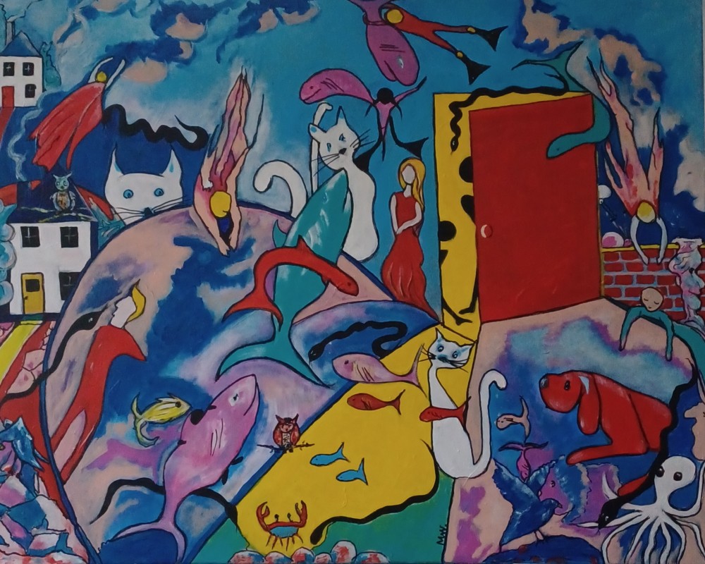 Acrylic on canvas measuring x 80 x 100 cm.