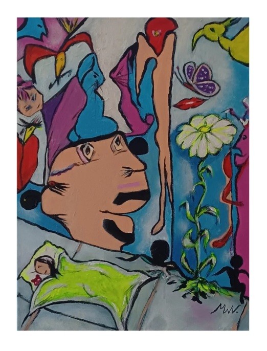 Acrylic on canvas measuring 40 x 30 cm.