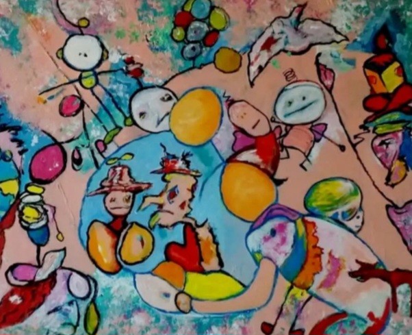 Acrylic on canvas measuring 50 x 60 cm.