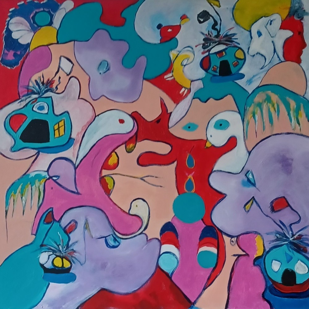 Acrylic on canvas measuring 61 x 61 cm.