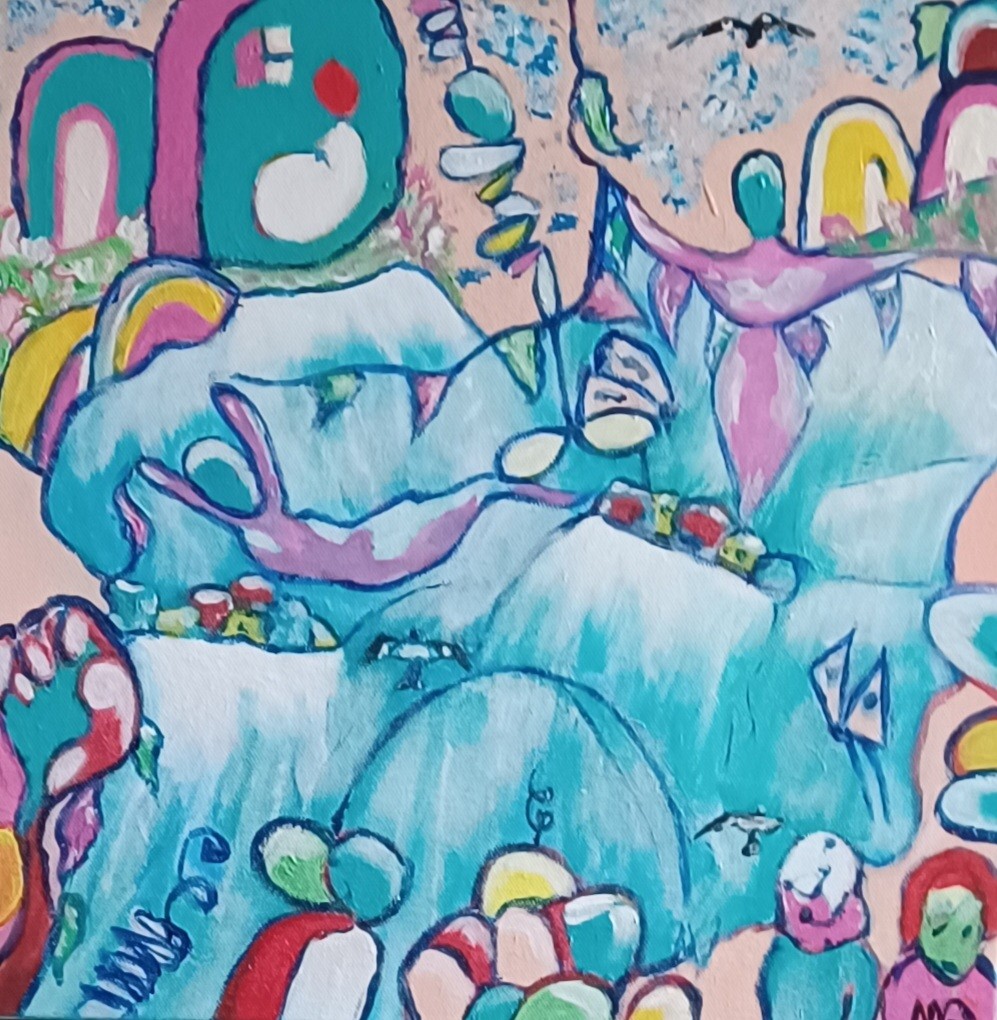 Acrylic on canvas measuring 39 x 30 cm.