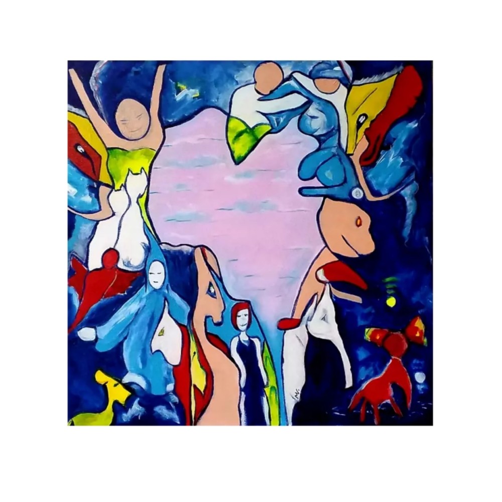 Acrylic on canvas measuring 61x 61 cm.