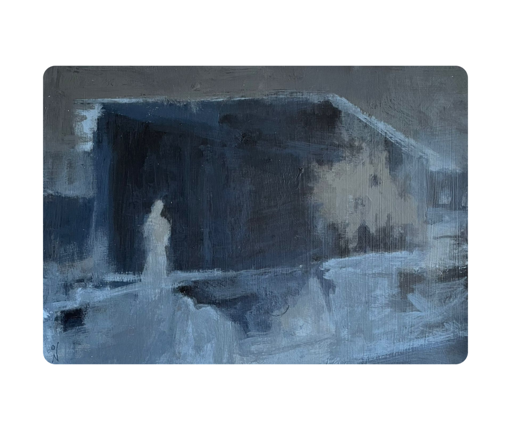 óleo sobre tela 
28x38cm
(colección Entre Pasos)
.
.
.

Una urgente necesidad de encontrar respuestas ante la obscuridad de la incertidumbre, el dolor, el desconcierto, el cambio.