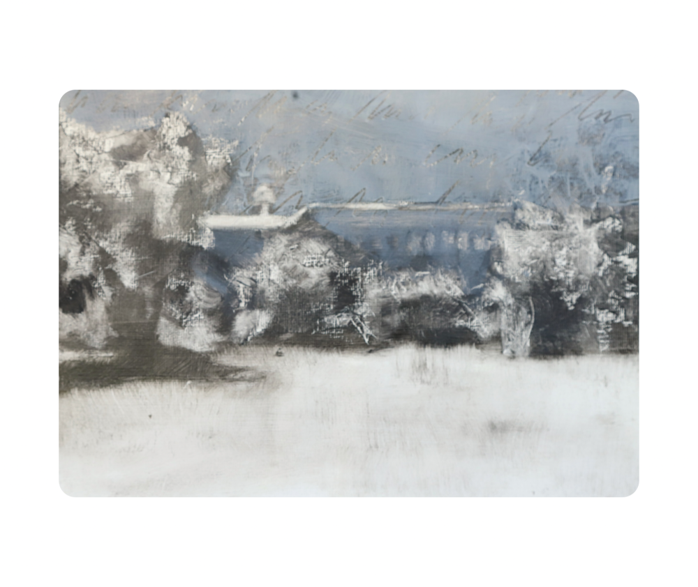 óleo sobre papel 
30x40cm
(colección Blanco y Negro)
.
.
.

Nuestra casa se transformó en camino y destino al mismo tiempo.

La casa se volvió una constante y un tema recurrente en mismo trabajo de ese tiempo de la Pandemia.