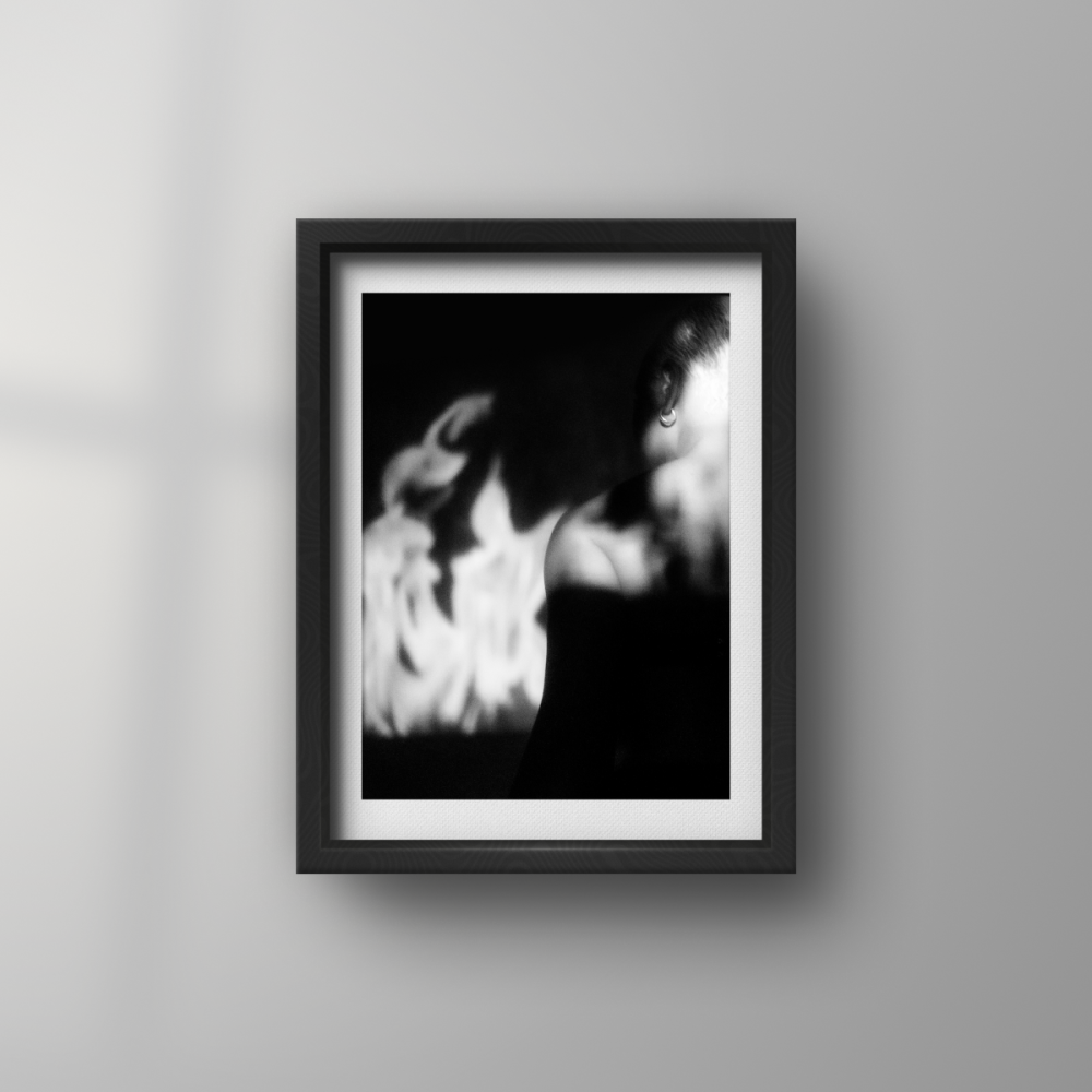 This is not just a river she's crossed, but a chasm widened by my own undoing. The fire speaks of bridges I burned, and in its truth-telling light, her shadow looms, both judge and jury of the heart I fractured. She stands resolute, a solitary figure amidst the pyre of promises, marking the passage from what was to what must now be. Her heart, once a haven, now a fortress, reborn in the glow of her unwavering resolve.