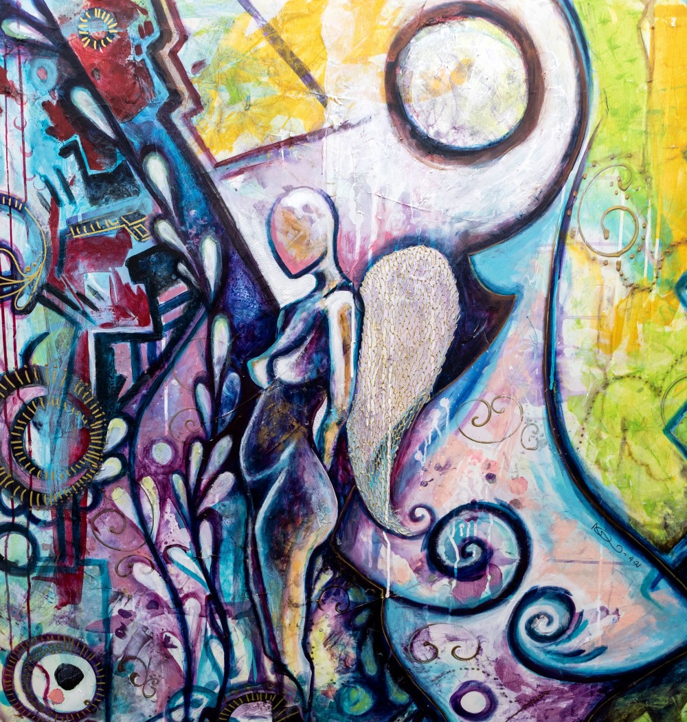 Be an Angel to someone else whenever you can, as a way of thanking God for
the help your Angel has given You. Be kind, show empathy and love yourself
48 x 48 - Mixed Media:
Acrylic, gels, ink, molding paste
2021- in Vogue UK, July 2021 Issue
Featured in 9/23 Art Magazine