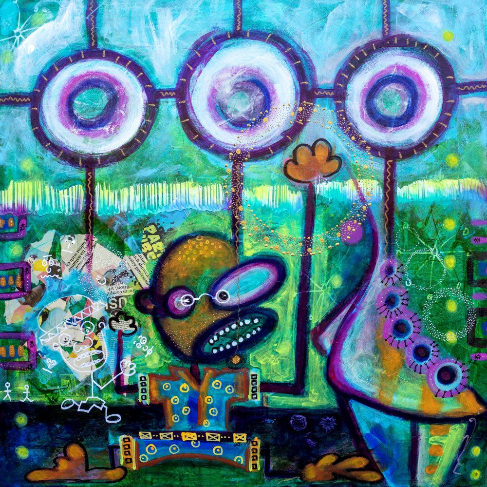 As we run... We become
36 x 36 - Mixed Media:
Acrylic, gels, ink, plaster, news paper
2022