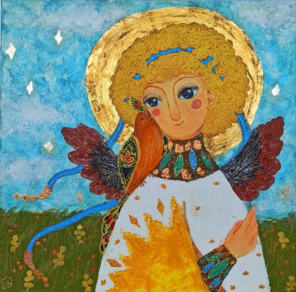 Painting Acrylic, texture paste, and metal leaf on canvas 30 x 30 cm 2022
