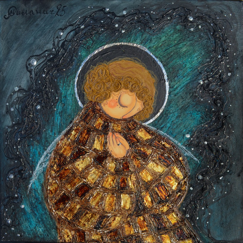 Painting
Acrylic, texture paste, and metal leaf on canvas
30 x 30 cm
2025